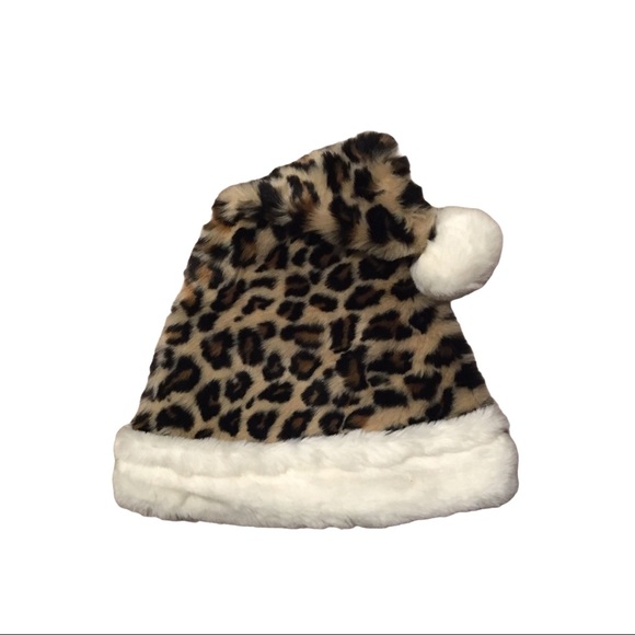 Accessories - Leopard Furry Santa Hat OSFM